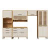Armário de Cozinha Modulada com Balcão e Tampo 11 Portas 5 Gavetas ágata 100% Mdf Vidro Reflecta Amêndoa/Off White - Pnr Móveis