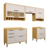 Armário de Cozinha Modulada com Balcão e Tampo 8 Portas 4 Gavetas ágata 100% Mdf Vidro Reflecta Amêndoa/Off White - Pnr Móveis