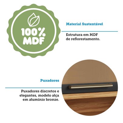 Armário de Cozinha Canto com Balcão e Tampo 14 Portas 4 Gavetas Pérola 100% Mdf Vidro Reflecta Amêndoa/Chumbo - Pnr Móveis
