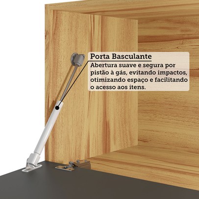 Armário de Cozinha Canto com Balcão e Tampo 14 Portas 4 Gavetas Pérola 100% Mdf Vidro Reflecta Amêndoa/Chumbo - Pnr Móveis