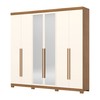 Guarda-Roupa Casal Pétrus 6 Portas 4 Gavetas com Espelho 100% Mdf Nature/Off White - Henn