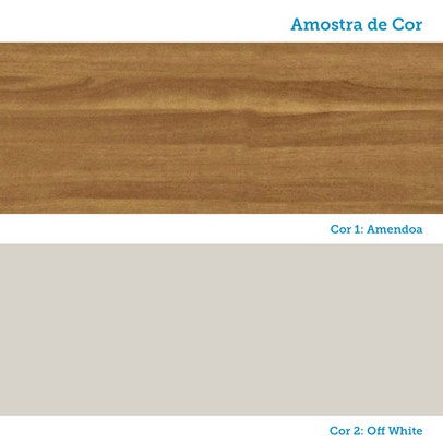 Armário de Cozinha com Balcão e Tampo 3 Portas 4 Gavetas Pérola 100% Mdf Vidro Reflecta Amêndoa/Off White - Pnr Móveis