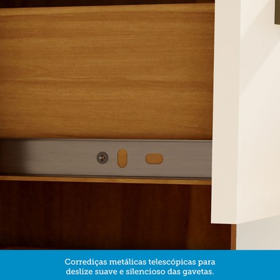 Armário de Cozinha com Balcão e Tampo 3 Portas 4 Gavetas Pérola 100% Mdf Vidro Reflecta Amêndoa/Off White - Pnr Móveis