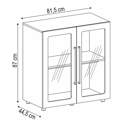 Balcão Buffet Mia 2 Portas com Vidro 100% Mdf Riveira - Artely Móveis