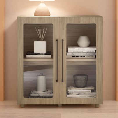 Balcão Buffet Mia 2 Portas com Vidro 100% Mdf Riveira - Artely Móveis