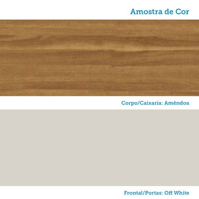 Armário de Cozinha Modulada com Balcão e Tampo 13 Portas 3 Gavetas Nice Fresado 100% Mdf Amêndoa/Off White - Pnr Móveis
