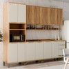 Armário de Cozinha Modulada com Balcão e Tampo 13 Portas 3 Gavetas Nice Fresado com Prateleira 100% Mdf Amêndoa/Off White - Pnr Móveis
