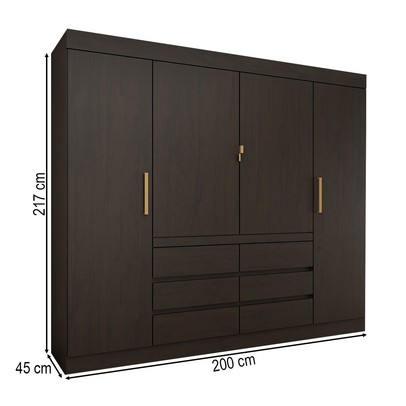 Guarda-Roupa Casal Luxúria 4 Portas 6 Gavetas ébano - Panorama Móveis