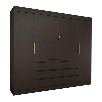 Guarda-Roupa Casal Luxúria 4 Portas 6 Gavetas ébano - Panorama Móveis