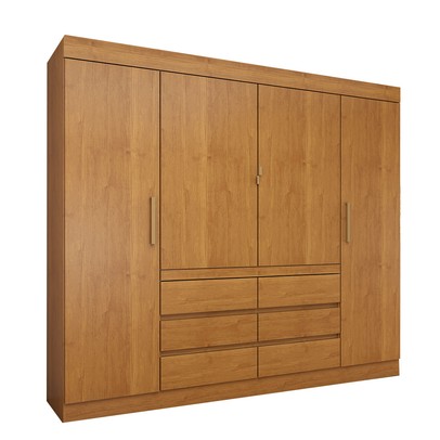 Guarda-Roupa Casal Luxúria 4 Portas 6 Gavetas Cinamomo - Panorama Móveis