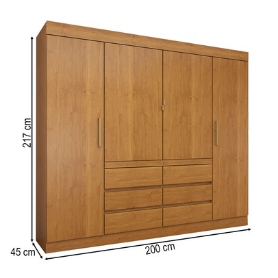 Guarda-Roupa Casal Luxúria 4 Portas 6 Gavetas Cinamomo - Panorama Móveis