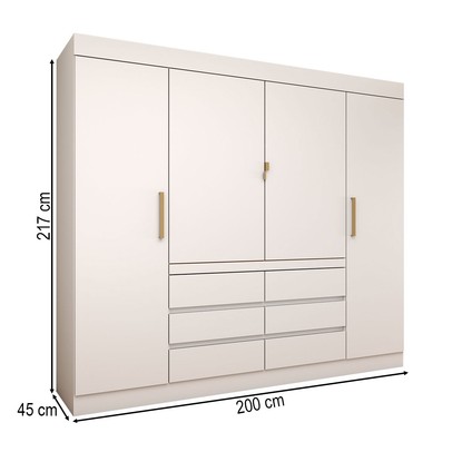 Guarda-Roupa Casal Luxúria 4 Portas 6 Gavetas Branco - Panorama Móveis