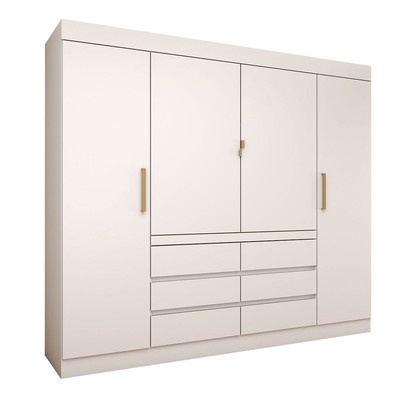 Guarda-Roupa Casal Luxúria 4 Portas 6 Gavetas Branco - Panorama Móveis