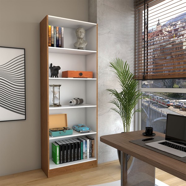 Estante para Livros Alexa 4 Prateleiras Cinamomo - Panorama Móveis