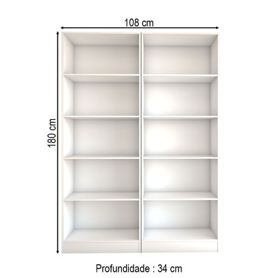 Estante para Livros Alexa 8 Prateleiras Branco - Panorama Móveis
