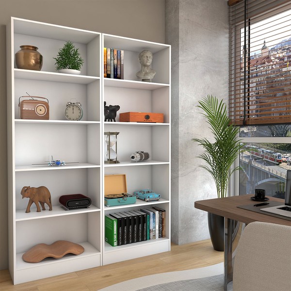 Estante para Livros Alexa 8 Prateleiras Branco - Panorama Móveis