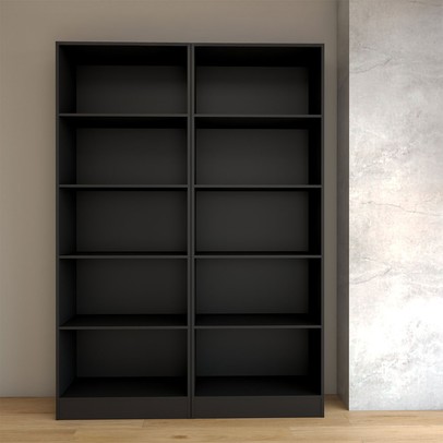 Estante para Livros Alexa 8 Prateleiras Preto - Panorama Móveis