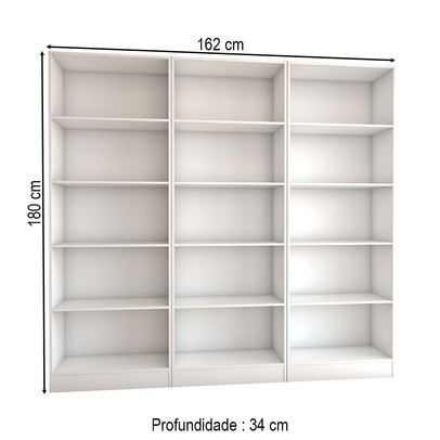 Estante para Livros Alexa 12 Prateleiras Branco - Panorama Móveis