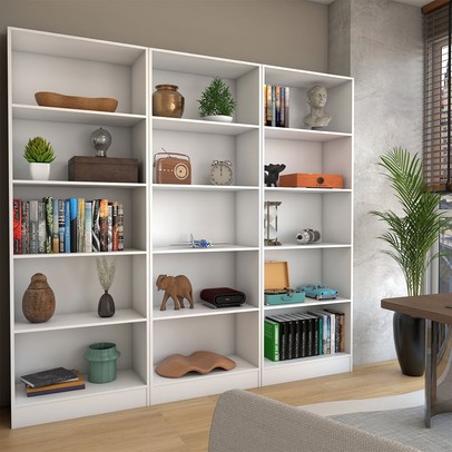 Estante para Livros Alexa 12 Prateleiras Branco - Panorama Móveis