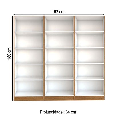 Estante para Livros Alexa 12 Prateleiras Cinamomo - Panorama Móveis