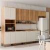 Armário de Cozinha com Balcão e Tampo 16 Portas 3 Gavetas Nice Fresado 100% Mdf Off White/Amêndoa - Pnr Móveis
