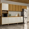 Armário de Cozinha Modulada com Balcão e Tampo 16 Portas 3 Gavetas Nice Fresado 100% Mdf Amêndoa/Off White - Pnr Móveis