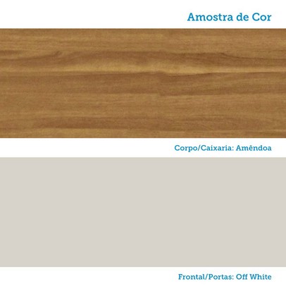Armário de Cozinha Modulada com Balcão e Tampo 13 Portas 3 Gavetas Nice Canelado 100% Mdf Amêndoa/Off White - Pnr Móveis