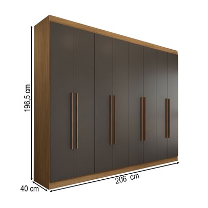 Guarda-Roupa Casal Ele e Ela 8 Portas 4 Gavetas 8 Prateleiras Chumbo/Cinamomo - Panorama Móveis