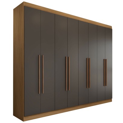 Guarda-Roupa Casal Ele e Ela 8 Portas 4 Gavetas 8 Prateleiras Chumbo/Cinamomo - Panorama Móveis