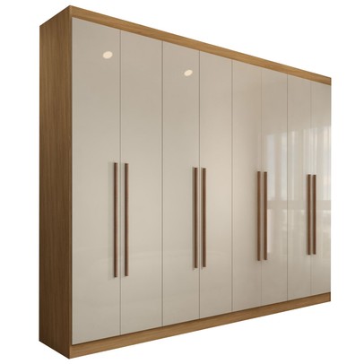 Guarda-Roupa Casal Ele e Ela 8 Portas 4 Gavetas 8 Prateleiras Off White/Cinamomo - Panorama Móveis