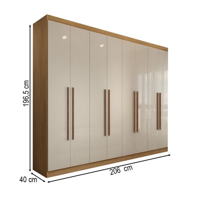 Guarda-Roupa Casal Ele e Ela 8 Portas 4 Gavetas 8 Prateleiras Off White/Cinamomo - Panorama Móveis