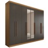 Guarda-Roupa Casal Ele e Ela 8 Portas 4 Gavetas com Espelho Chumbo/Cinamomo - Panorama Móveis