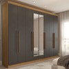 Guarda-Roupa Casal Ele e Ela 8 Portas 4 Gavetas com Espelho Chumbo/Cinamomo - Panorama Móveis