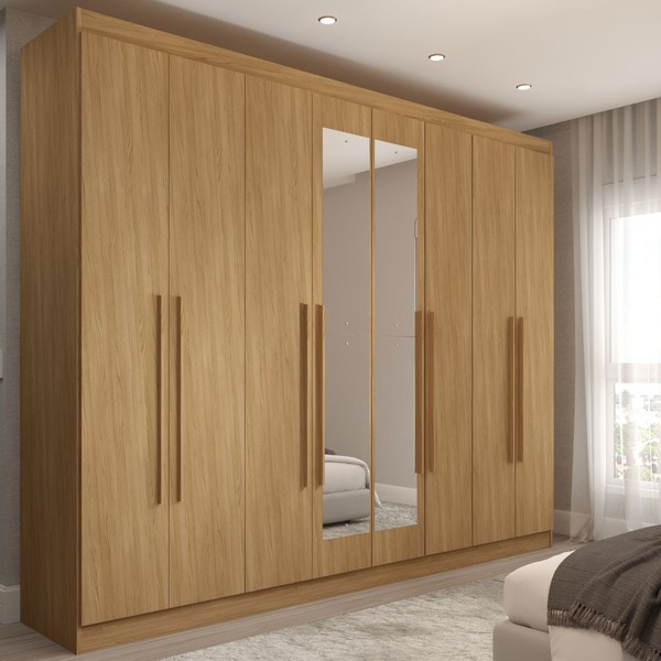 Guarda-Roupa Casal Ele e Ela 8 Portas 4 Gavetas com Espelho Cinamomo - Panorama Móveis