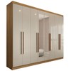 Guarda-Roupa Casal Ele e Ela 8 Portas 4 Gavetas com Espelho Off White/Cinamomo - Panorama Móveis