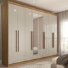 Guarda-Roupa Casal Ele e Ela 8 Portas 4 Gavetas com Espelho Off White/Cinamomo - Panorama Móveis
