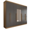 Guarda-Roupa Ele e Ela 8 Portas 4 Gavetas com Espelho Chumbo/Cinamomo - Panorama Móveis