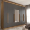 Guarda-Roupa Ele e Ela 8 Portas 4 Gavetas com Espelho Chumbo/Cinamomo - Panorama Móveis