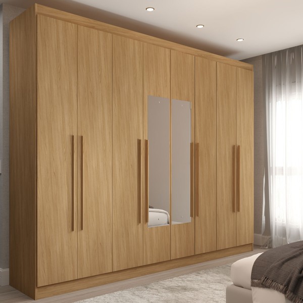 Guarda-Roupa Ele e Ela 8 Portas 4 Gavetas com Espelho Cinamomo - Panorama Móveis
