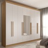 Guarda-Roupa Ele e Ela 8 Portas 4 Gavetas com Espelho Off White/Cinamomo - Panorama Móveis