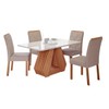 Mesa de Jantar 4 Lugares ágata Fernanda com Vidro Cinamomo/Off White/Bege - Cimol
