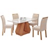 Mesa de Jantar 4 Lugares ágata Juliana com Vidro Cinamomo/Off White/Nude - Cimol