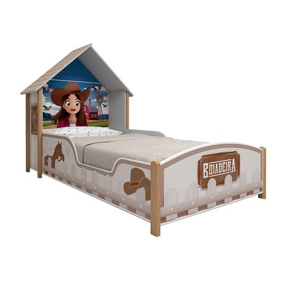 Cama Infantil Boiadeira Casinha 100% Mdf Branco - Gelius