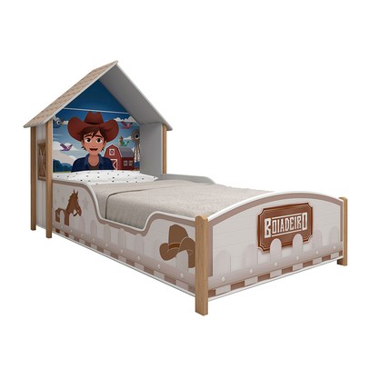 Cama Infantil Boiadeira Casinha 100% Mdf Branco - Gelius