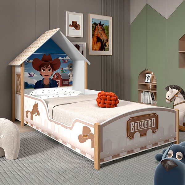 Cama Infantil Boiadeira Casinha 100% Mdf Branco - Gelius