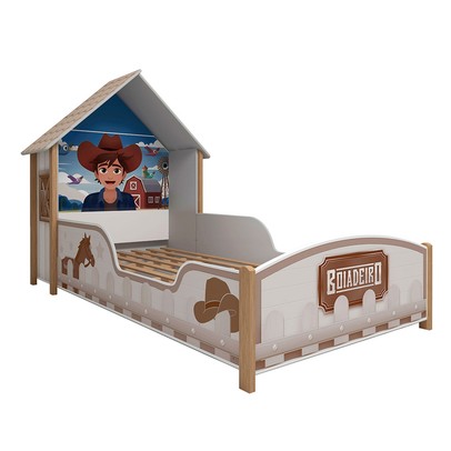 Cama Infantil Boiadeira Casinha 100% Mdf Branco - Gelius