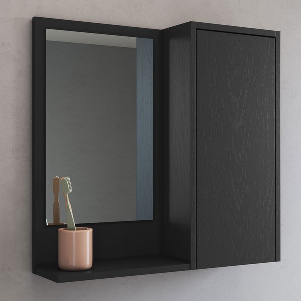 Armário de Banheiro Bologna 1 Porta com Espelho Grafite - Art In Móveis