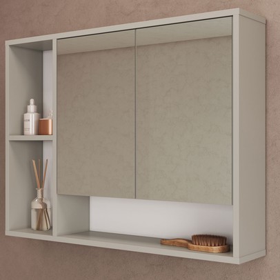 Armário de Banheiro Bari 2 Portas com Espelho Arenas - Art In Móveis