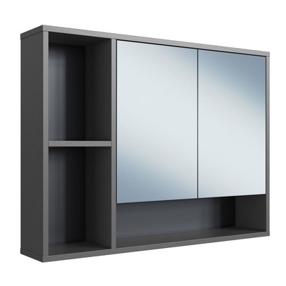 Armário de Banheiro Bari 2 Portas com Espelho Grafite - Art In Móveis