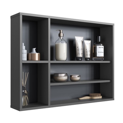 Armário de Banheiro Bari 2 Portas com Espelho Grafite - Art In Móveis